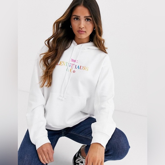 Levi's Unbasic 90's hoodie Logo Rainbow pullover Outerwear Graphic Streetwear - Picture 3 of 15